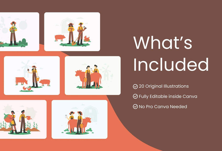 Ladystrategist 20 Unique Organic Farming Illustrations Fully Editable in Canva instagram canva templates social media templates etsy free canva templates