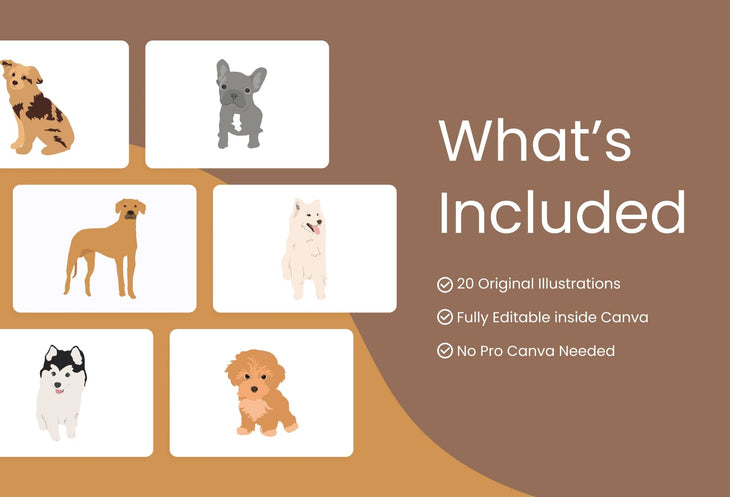 Ladystrategist 20 Unique Pets and Puppies Illustrations Fully Editable in Canva instagram canva templates social media templates etsy free canva templates