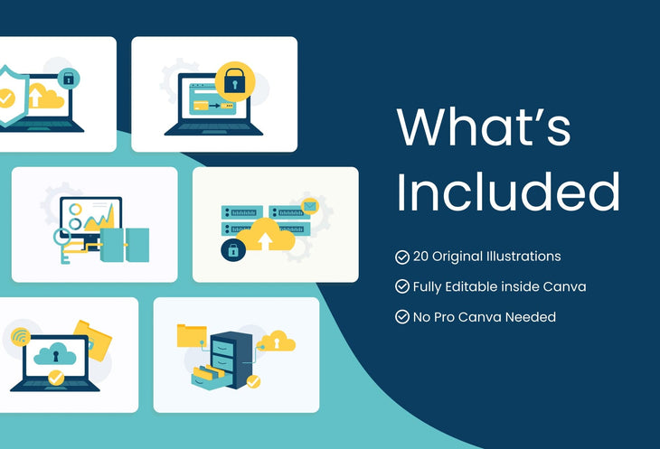 Ladystrategist 20 Unique Privacy and Big Data Conceptual Illustrations Fully Editable in Canva instagram canva templates social media templates etsy free canva templates