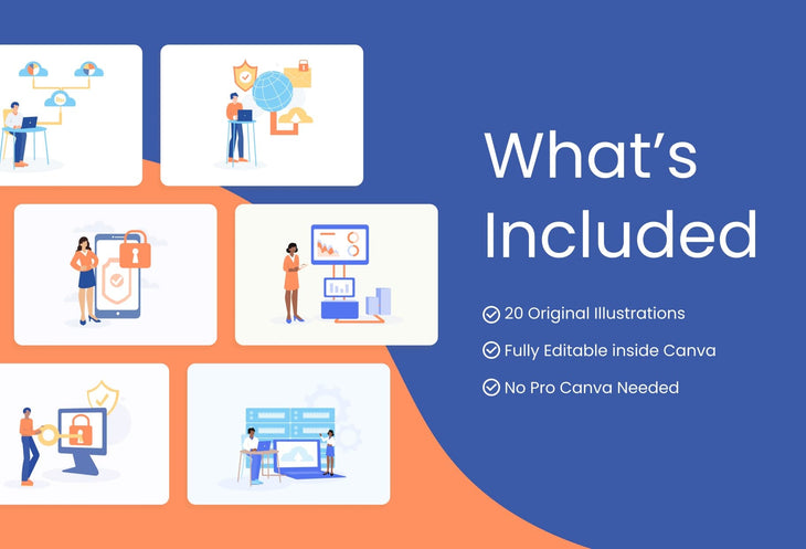 Ladystrategist 20 Unique Privacy and Big Data Illustrations Fully Editable in Canva instagram canva templates social media templates etsy free canva templates