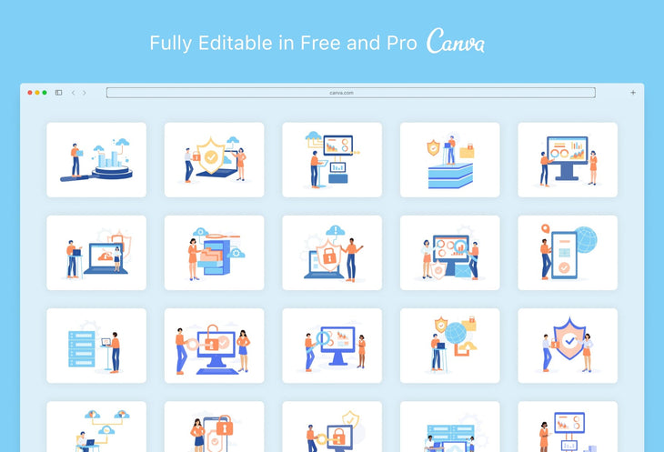 Ladystrategist 20 Unique Privacy and Big Data Illustrations Fully Editable in Canva instagram canva templates social media templates etsy free canva templates