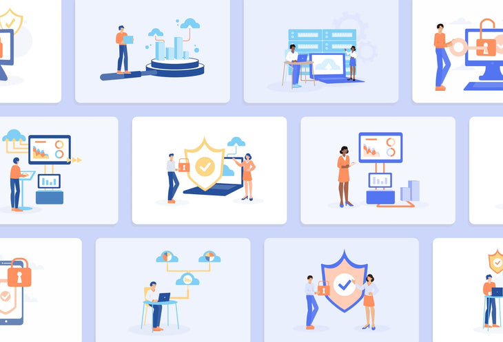 Ladystrategist 20 Unique Privacy and Big Data Illustrations Fully Editable in Canva instagram canva templates social media templates etsy free canva templates
