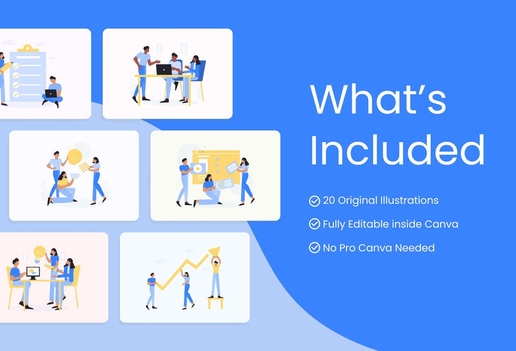 Ladystrategist 20 Unique Teamwork Illustrations Fully Editable in Canva Pack 02 instagram canva templates social media templates etsy free canva templates