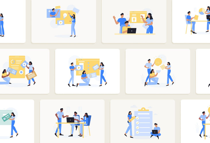 Ladystrategist 20 Unique Teamwork Illustrations Fully Editable in Canva Pack 02 instagram canva templates social media templates etsy free canva templates
