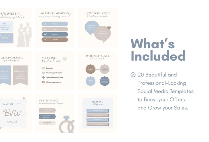 Ladystrategist 20 Wedding Infographics Instagram Posts Fully Editable Canva Templates V2 instagram canva templates social media templates etsy free canva templates