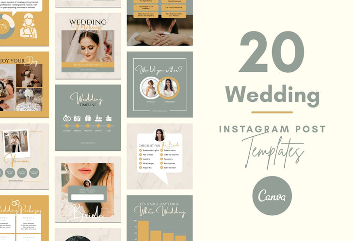 Ladystrategist 20 Wedding Infographics Instagram Posts Fully Editable Canva Templates V3 instagram canva templates social media templates etsy free canva templates