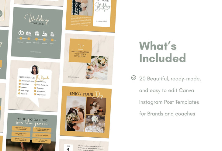 Ladystrategist 20 Wedding Infographics Instagram Posts Fully Editable Canva Templates V3 instagram canva templates social media templates etsy free canva templates