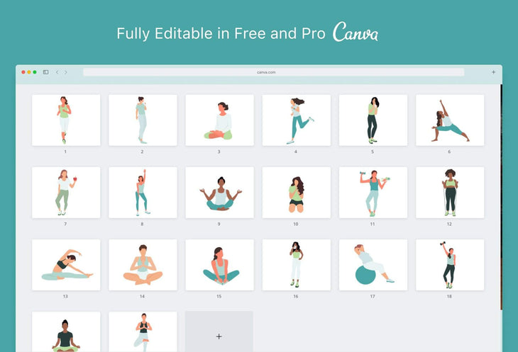 Ladystrategist 20 Wellness and Lifestyle Illustrations - Fully Editable in Canva instagram canva templates social media templates etsy free canva templates