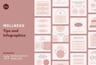 Ladystrategist 20 Wellness Tips and Infographics - Instagram Engagement Posts - Fully Editable Canva Templates instagram canva templates social media templates etsy free canva templates