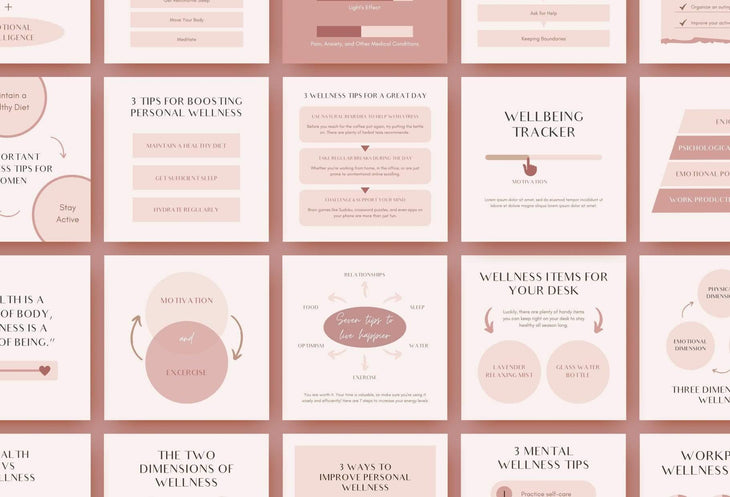 Ladystrategist 20 Wellness Tips and Infographics - Instagram Engagement Posts - Fully Editable Canva Templates instagram canva templates social media templates etsy free canva templates