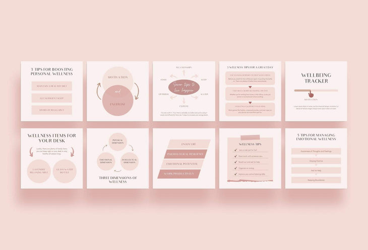 Ladystrategist 20 Wellness Tips and Infographics - Instagram Engagement Posts - Fully Editable Canva Templates instagram canva templates social media templates etsy free canva templates