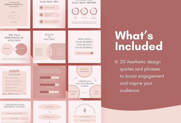 Ladystrategist 20 Wellness Tips and Infographics - Instagram Engagement Posts - Fully Editable Canva Templates instagram canva templates social media templates etsy free canva templates