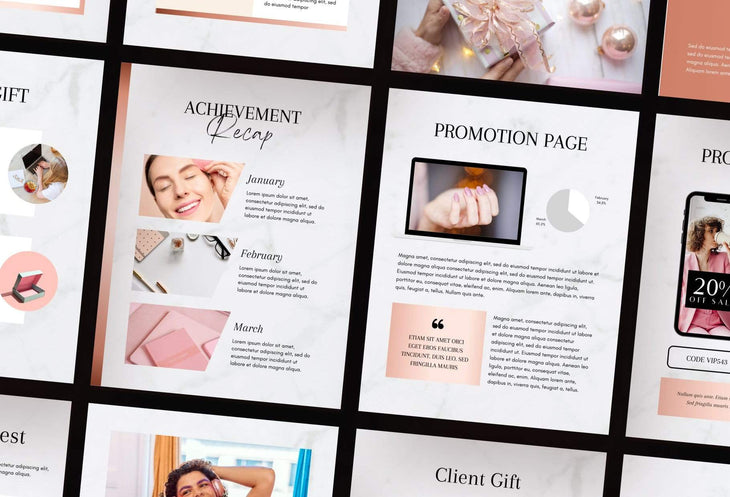 Ladystrategist 21 Page Client Goodbye Packet for Coaches - Editable Canva Template Black Rose Gold Collection instagram canva templates social media templates etsy free canva templates