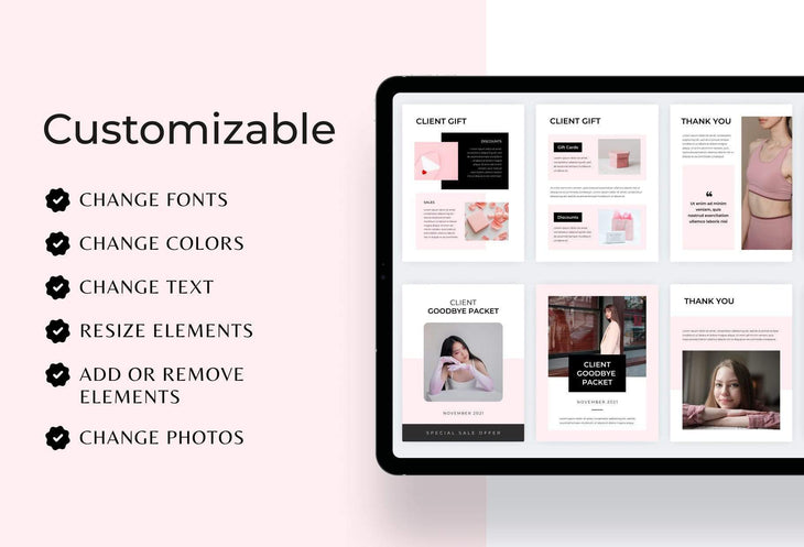 Ladystrategist 21 Page Client Goodbye Packet for Coaches - Editable Canva Template Chic Collection instagram canva templates social media templates etsy free canva templates