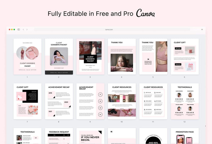 Ladystrategist 21 Page Client Goodbye Packet for Coaches - Editable Canva Template Chic Collection instagram canva templates social media templates etsy free canva templates