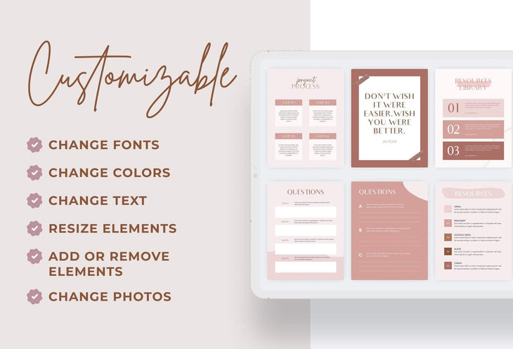 Ladystrategist 21 Page Client Welcome Packet Canva Template - Rose Gold instagram canva templates social media templates etsy free canva templates