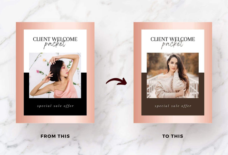Ladystrategist 21 Page Client Welcome Packet for Coaches Editable Canva Template Black Rose Gold Collection instagram canva templates social media templates etsy free canva templates