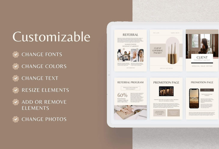Ladystrategist 21 Page Client Welcome Packet for Coaches - Editable Canva Template Neutral Collection instagram canva templates social media templates etsy free canva templates