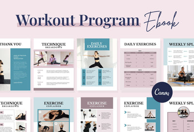 Ladystrategist 21 Page Workout Program Ebook Thistle Canva Templates instagram canva templates social media templates etsy free canva templates