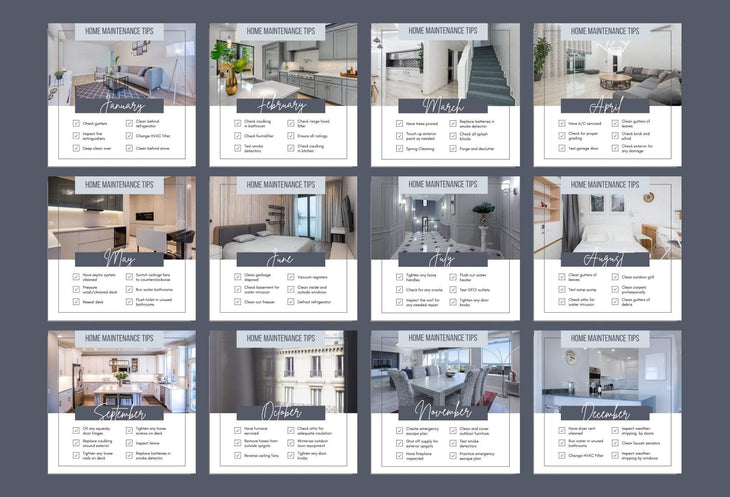 Ladystrategist 24 Real Estate Realtor Monthly Maintenance  - Instagram Post Canva Templates instagram canva templates social media templates etsy free canva templates