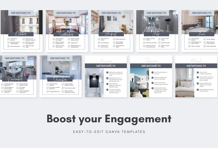 Ladystrategist 24 Real Estate Realtor Monthly Maintenance  - Instagram Post Canva Templates instagram canva templates social media templates etsy free canva templates