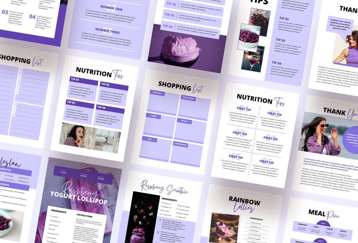 Ladystrategist 25 Page Nutrition Recipe Ebook Amethyst Editable Canva Templates instagram canva templates social media templates etsy free canva templates