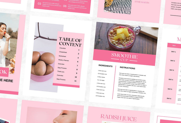 Ladystrategist 25 Page Nutrition Recipe Ebook Flamingo Editable Canva Templates instagram canva templates social media templates etsy free canva templates