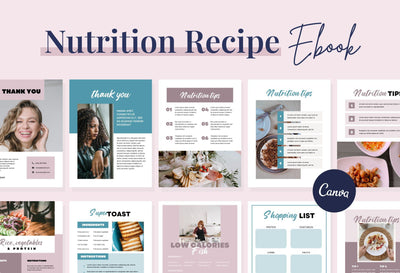 Ladystrategist 25 Page Nutrition Recipe Ebook Lotion Pink Editable Canva Templates instagram canva templates social media templates etsy free canva templates