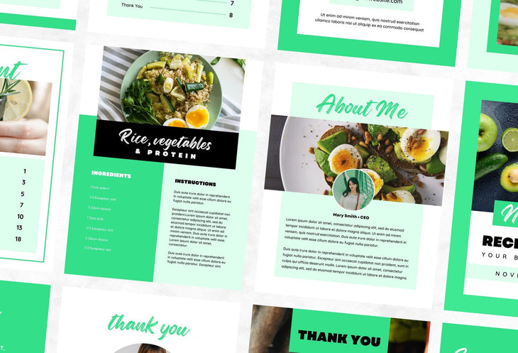 Ladystrategist 25 Page Nutrition Recipe Ebook Seafoam Editable Canva Templates instagram canva templates social media templates etsy free canva templates
