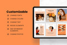Ladystrategist 25 Page Nutrition Recipe Ebook Tangerine Editable Canva Templates instagram canva templates social media templates etsy free canva templates