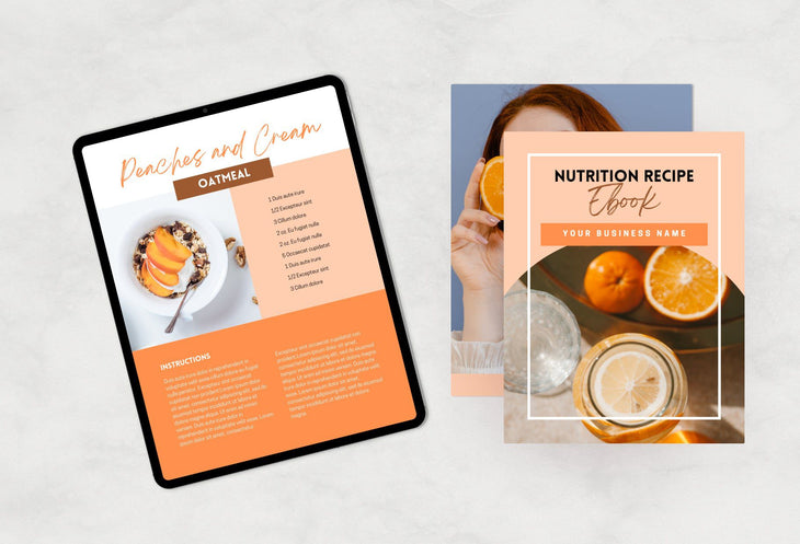 Ladystrategist 25 Page Nutrition Recipe Ebook Tangerine Editable Canva Templates instagram canva templates social media templates etsy free canva templates