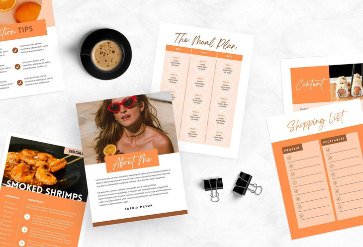 Ladystrategist 25 Page Nutrition Recipe Ebook Tangerine Editable Canva Templates instagram canva templates social media templates etsy free canva templates