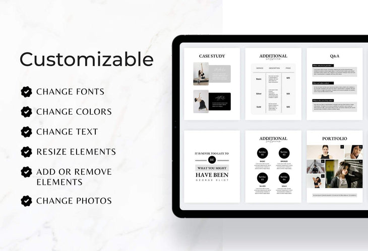 Ladystrategist 25 Page Service and Pricing Guide Editable Canva Template Soho Collection instagram canva templates social media templates etsy free canva templates