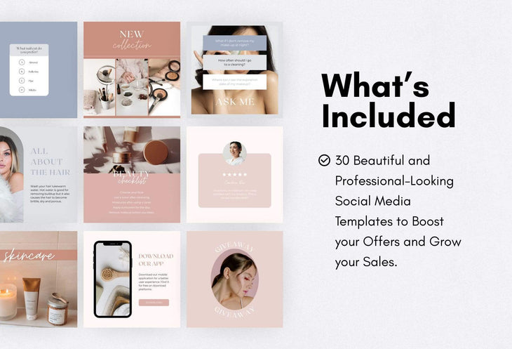 Ladystrategist 30 Beauty Instagram Post Canva Templates instagram canva templates social media templates etsy free canva templates