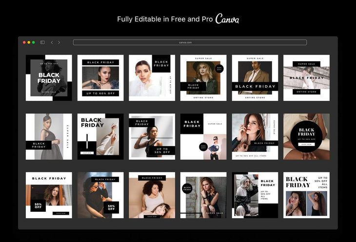 Ladystrategist 30 Black Friday Instagram Promo Posts Canva Templates V4 instagram canva templates social media templates etsy free canva templates