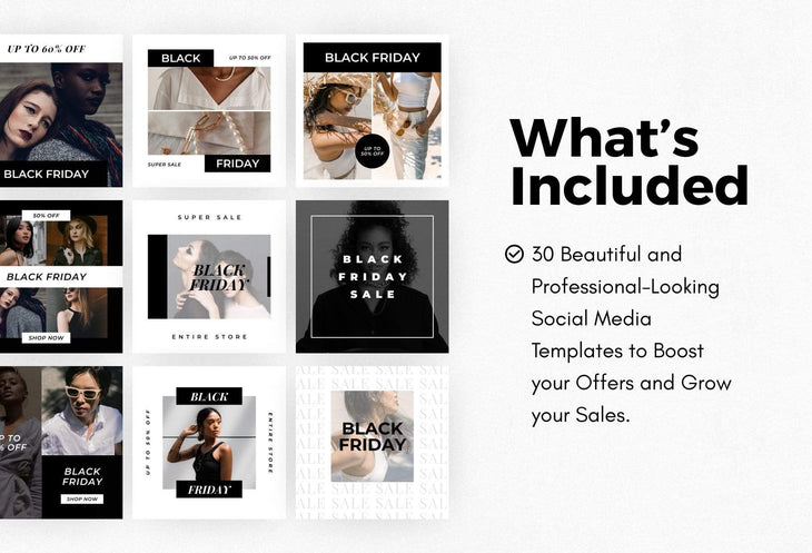 Ladystrategist 30 Black Friday Instagram Promo Posts Canva Templates V4 instagram canva templates social media templates etsy free canva templates