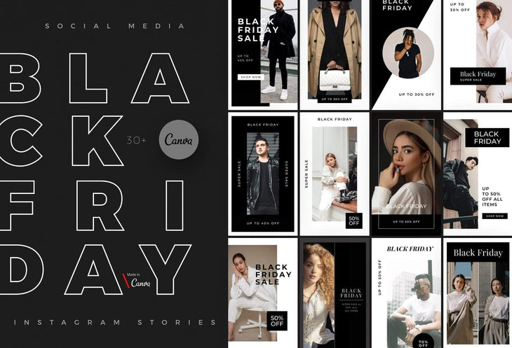 Ladystrategist 30 Black Friday Instagram Promo Stories Canva Templates instagram canva templates social media templates etsy free canva templates