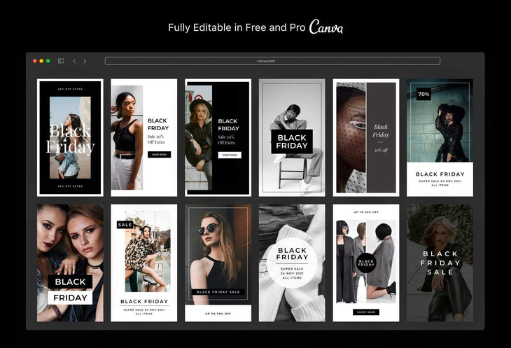 Ladystrategist 30 Black Friday Instagram Promo Stories Canva Templates instagram canva templates social media templates etsy free canva templates