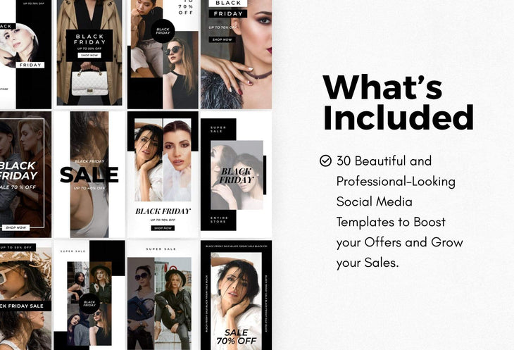 Ladystrategist 30 Black Friday Instagram Promo Stories Canva Templates V3 instagram canva templates social media templates etsy free canva templates