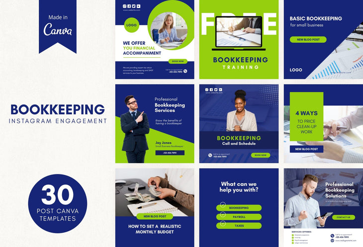 Ladystrategist 30 Bookkeeping Instagram Post Editable Canva Templates instagram canva templates social media templates etsy free canva templates