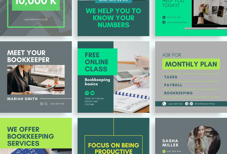 Ladystrategist 30 Bookkeeping Instagram Post Editable Canva Templates V2 instagram canva templates social media templates etsy free canva templates