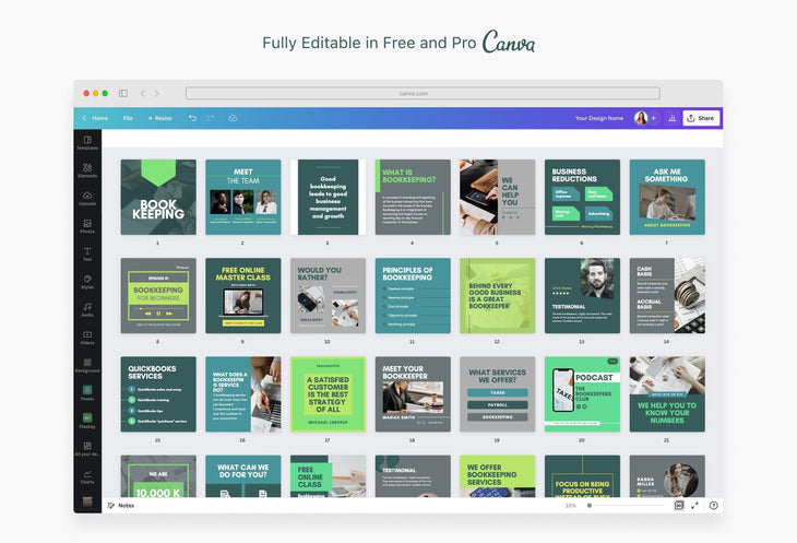 Ladystrategist 30 Bookkeeping Instagram Post Editable Canva Templates V2 instagram canva templates social media templates etsy free canva templates