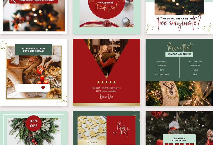 Ladystrategist 30 Christmas Instagram Post Canva Templates V2 instagram canva templates social media templates etsy free canva templates