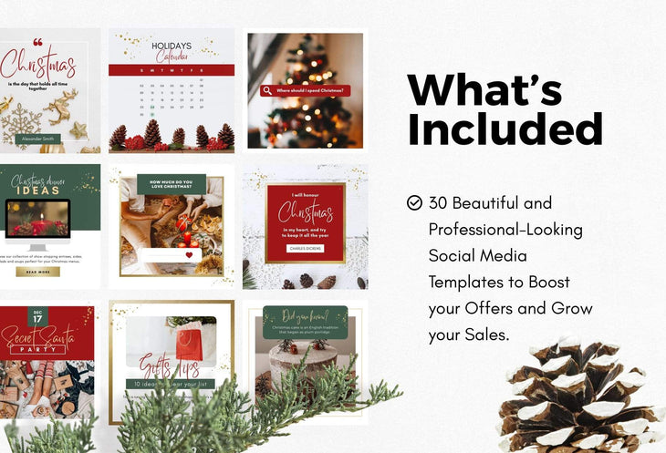 Ladystrategist 30 Christmas Instagram Post Canva Templates V2 instagram canva templates social media templates etsy free canva templates