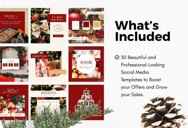 Ladystrategist 30 Christmas Instagram Post Canva Templates V5 instagram canva templates social media templates etsy free canva templates