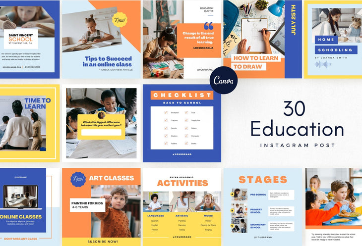 Ladystrategist 30 Education Instagram Post Canva Templates instagram canva templates social media templates etsy free canva templates