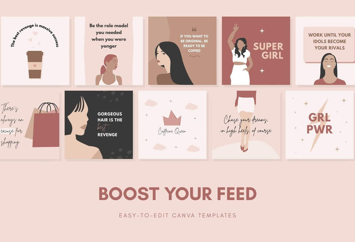 Ladystrategist 30 Girl Boss Instagram Engagement Posts Canva Templates Pack 02 instagram canva templates social media templates etsy free canva templates