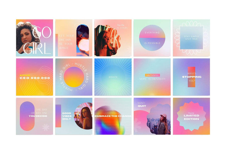 Ladystrategist 30 Gradient Instagram Post Quotes Canva Templates instagram canva templates social media templates etsy free canva templates