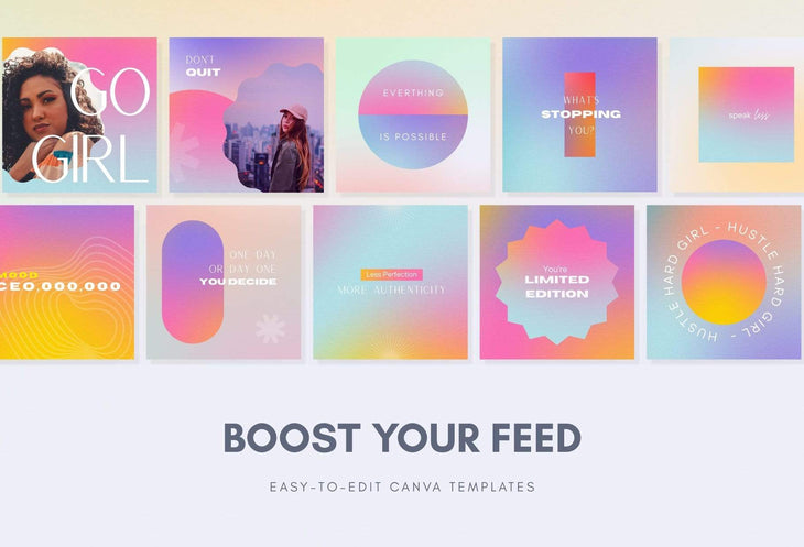 Ladystrategist 30 Gradient Instagram Post Quotes Canva Templates instagram canva templates social media templates etsy free canva templates