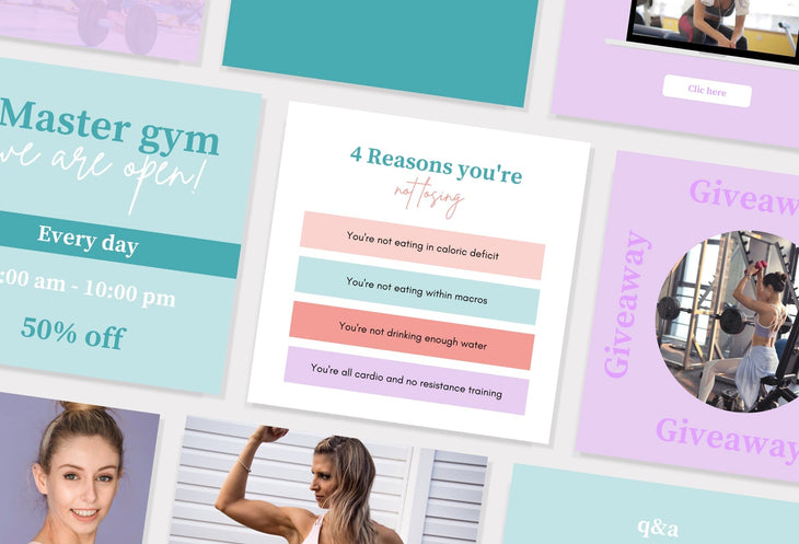 Ladystrategist 30 Gym Instagram Post Canva Templates instagram canva templates social media templates etsy free canva templates